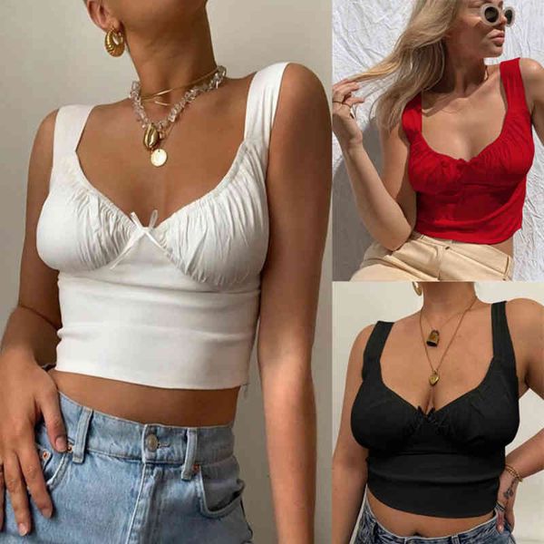 

women's tanks camis clothing 2022 summer women's bow suspender u-neck outside small vest short cebc, White
