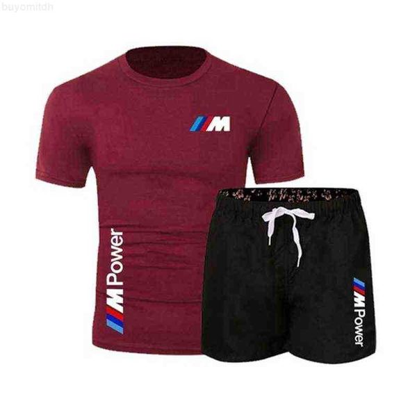 

2021 bmw fashion casual sportswear summer letter printing suit jogging clothes t-shirt + pants 2-piece, White;black