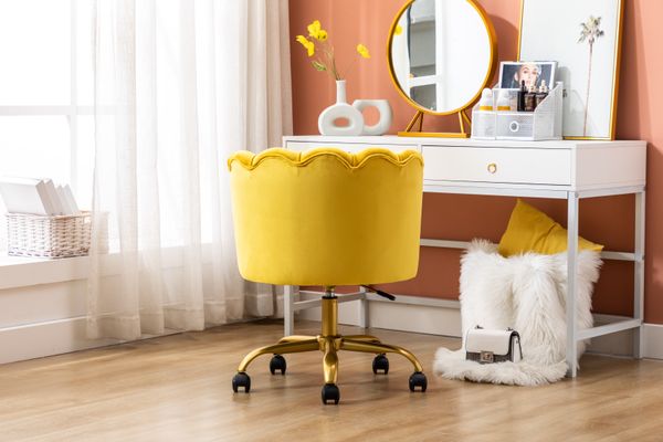 

living room furniture velvet material accent chair with wheel comfortable yellow