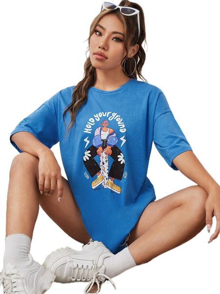 

x sam buttrick slogan & figure graphic drop shoulder tee d8xt#, White