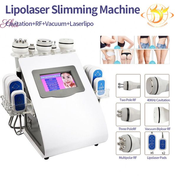 

6 in 1 ultrasonic vacuum beauty/new kim 8 rf body slimming cavitation laster multipole rf laser beauty machine
