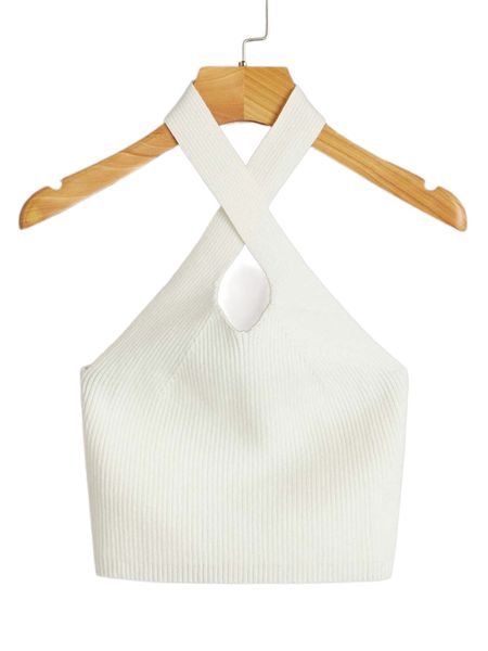 

plus crisscross backless halter knit k2b8#, Black