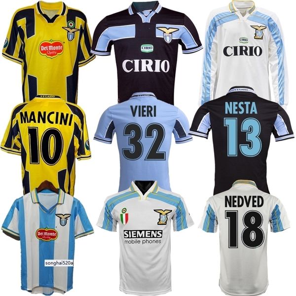 

1998 1999 2000 2001 lazio retro soccer jersey vieri salas mihajlovic veron stankovic mancini nesta nedved inzaghi vintage football shirt, Black;yellow