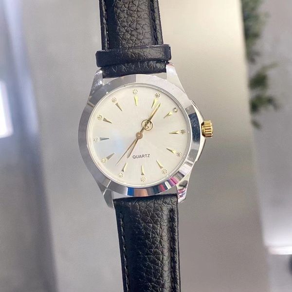 

little bee simple ladies watch quartz movement 38mm leather strap luminous waterproof brick, Slivery;brown