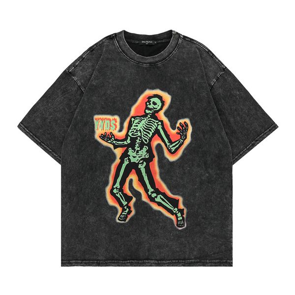 

2022 hip hop men women tee shirt print vintage gothic summer oversized short sleeve t shirts, Black;brown