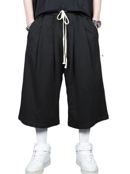 

men drawstring waist wide leg pants q5rm#, Black