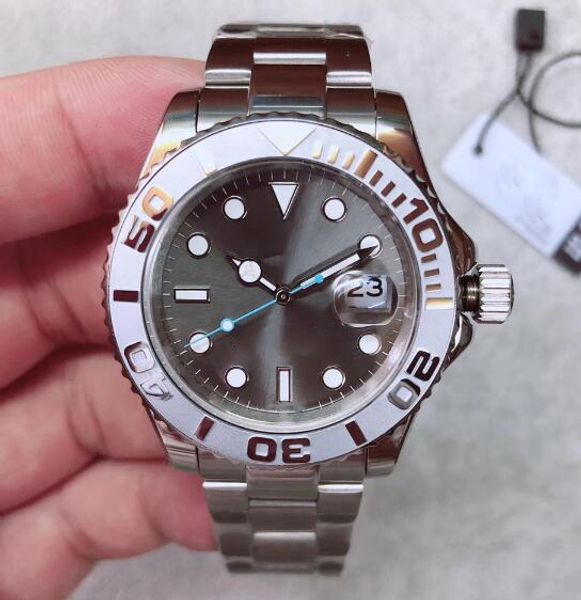 

steel 2023 st9 yellow gold new model bezel watch 40mm automatic mechianical wristwatches rubber strap sapphire glass movement mens watches 6, Slivery;brown