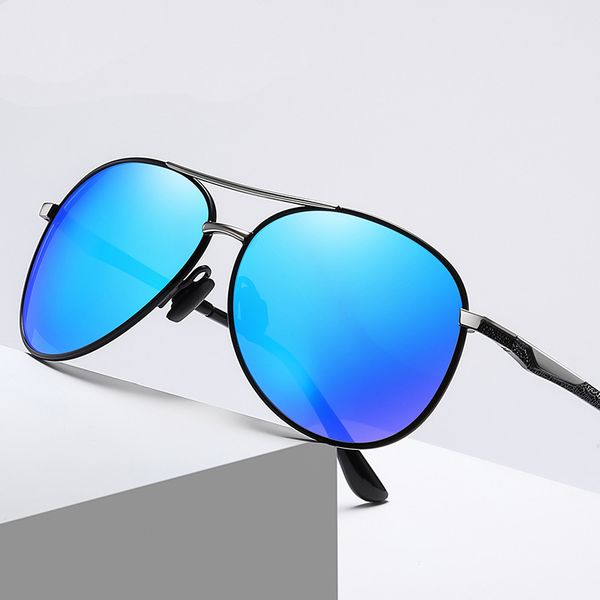 

aoron 2022 new arrivals double bridge round metal frame polarized sunglasses pchromic lens custom glasses outdoor driving a697, White;black