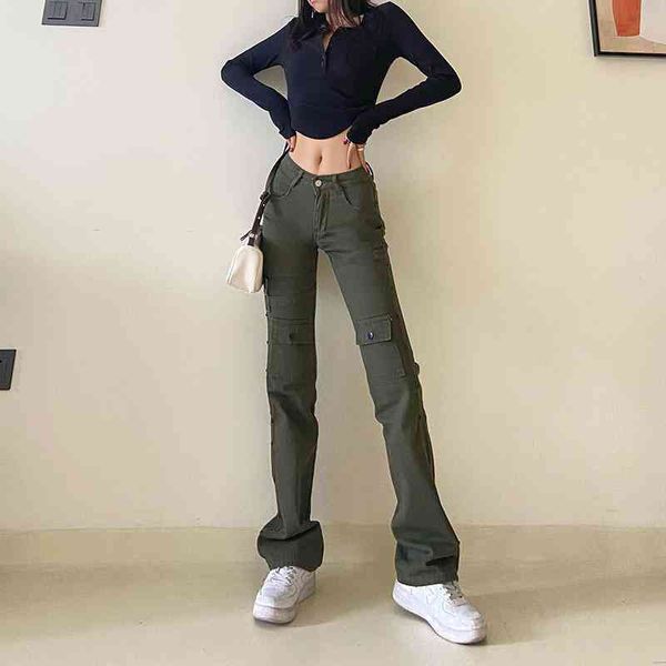 

spring ruffian handsome fried army green street leisure straight tube slim work clothes jeans women's trend, Blue