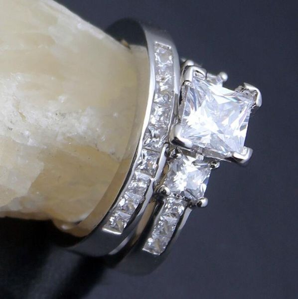 

18k plated gold new square diamond ring proposal wedding rings, Slivery;golden