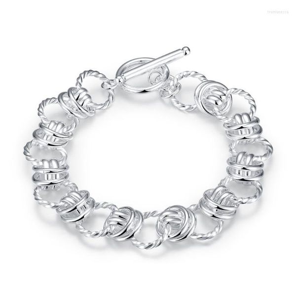 Gliederkette 925 Silber Armbänder Retro Kreis Klassisch Für Frauen Männer Hochzeit Party Geschenke Hochwertiger Modeschmuck 20 cm Trum22