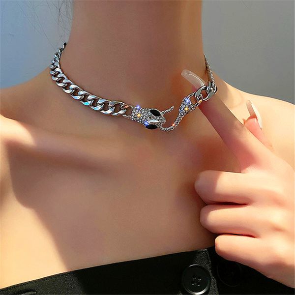 Hip Hop Rock Dicke Kette Schlange Halskette Für Frauen Vintage Übertreibung Kristall Ungewöhnliche Halsketten Partei Schmuck