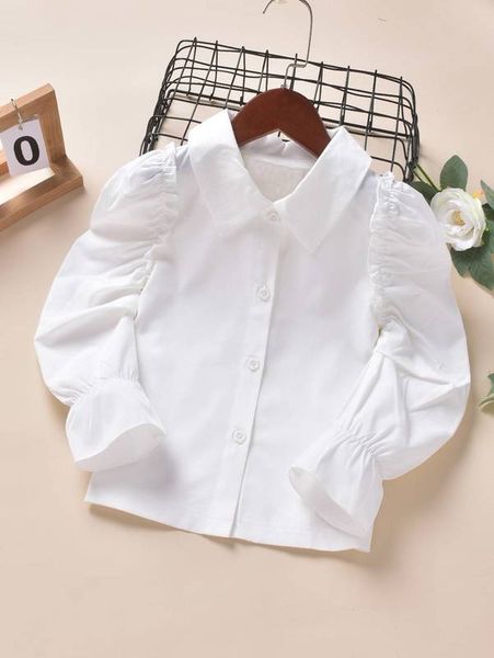 

toddler girls flounce sleeve frill trim blouse she, White;black