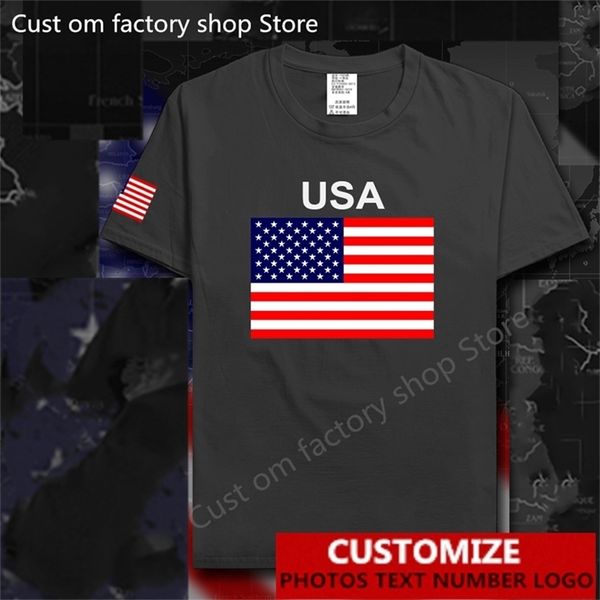 Vereinigte Staaten von Amerika USA US T-Shirt Free Custom Jersey DIY Name Nummer 100 Baumwolle High Street Fashion Lose T-Shirts 220620