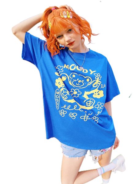 

romwe y2k revival cartoon bear print tee k2mx#, White