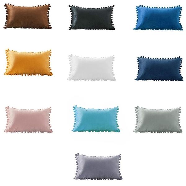Almofada/travesseiro decorativo estilo nórdico Velvet lombar capa com capa de almofada de retângulo decorativo de cor simples de cor sólida