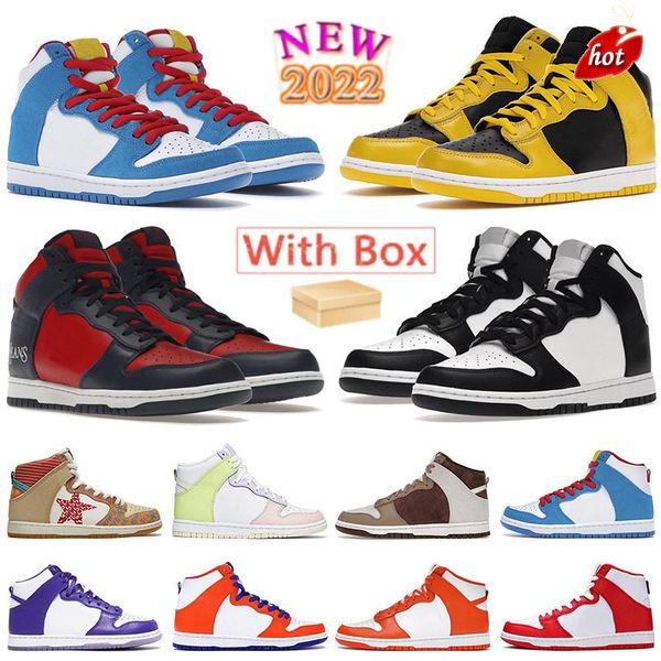 

[with box] mens womens 2022 high dunks basketball shoes designer sb outdoor skateboarding sneaker midnight navy panda su by any, Black