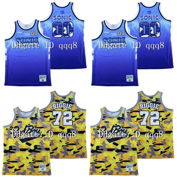 

nc01 sonic #00 jersey #72 biggie smalls bad boy movie basketball jersey, Black
