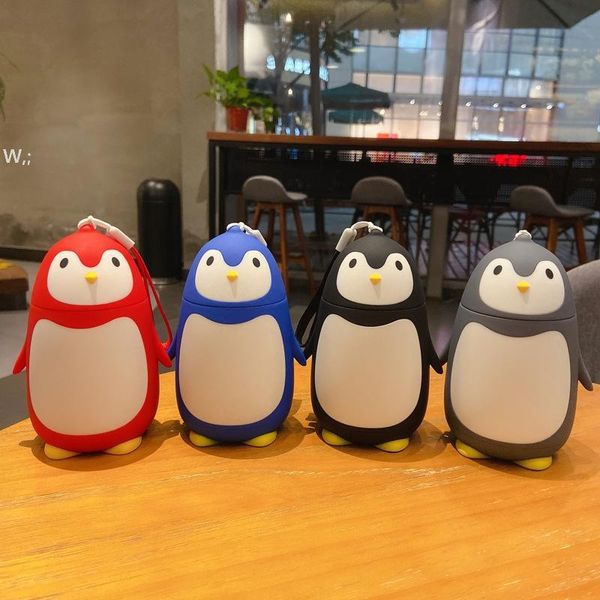Garrafas de água super cute caneca de pinguim feminino portátil pequeno estudante crianças crianças copo de aço inoxidável personalidade criativa xícaras gce13885