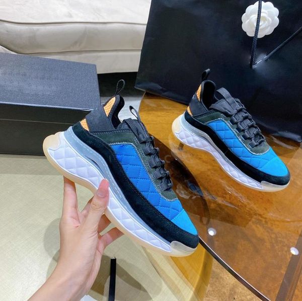 

designer luxury sneakers men women shoes casual party velvet thick bottom mixed mesh fiber with box 7ki2, Black