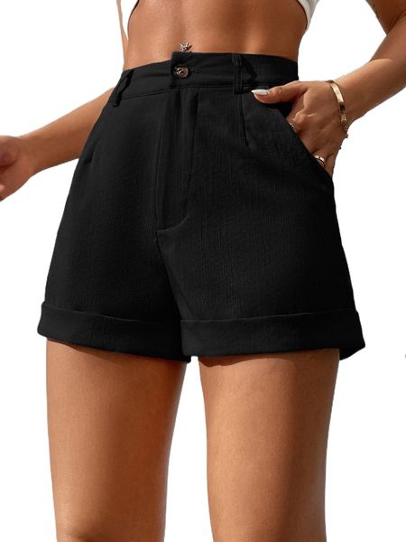 

petite slant pocket button front shorts o7ip#, White;black