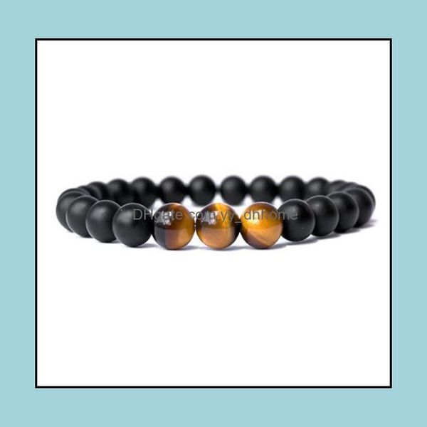 

beaded strands bracelets jewelry jln onyx tiger eye bracelet genuine energy power beads stone black matte agate stretch bead for men women