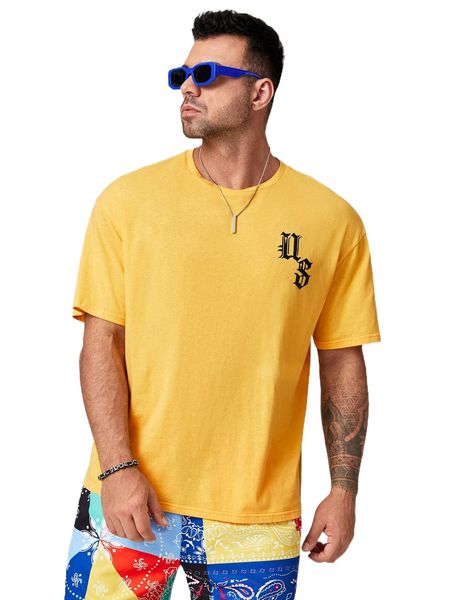 

extended sizes men letter graphic tee i8j1#, White;black