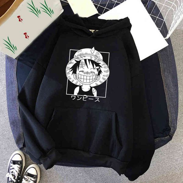 Heiße japanische Anime One Piece Hoodies Männer lose Hoodie Streetwear Casual Sweatshirts Harajuku Kleidung G220713