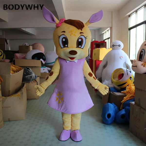 

mascot doll costume cartoon sika deer mascot costume advertising carnival xmas birthday festival apparel custom-made high quality, Red;yellow