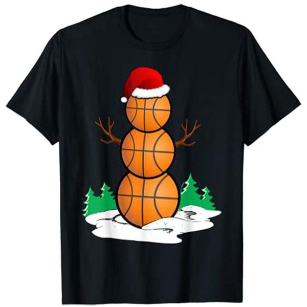 Herren T-Shirts Basketball Schneemann Bälle Weihnachten Pyjama Geschenke Männer Jungen Kinder T-ShirtHerren