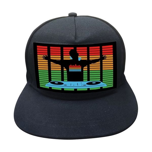 Berretto da baseball unisex con attivazione del suono attivato DJ LED Cappello lampeggiante con schermo staccabile per feste Cosplay Masquerade 220527