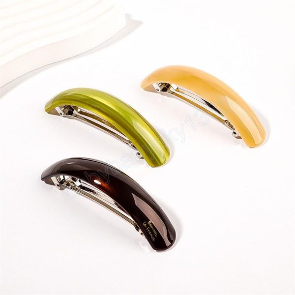 

length 9.5 cm large spring clip arc barrettes women edge pure color hairpins europe lady ponytail shower acetic acid hair clips headdress, Slivery;white