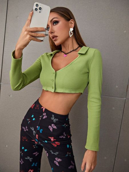 

glamaker collared buttoned front crop q1mn#, White