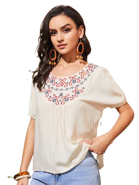 

floral embroidery e7ca#, White