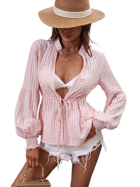 

cut out d.rawstring waist b.ishop s.leeve c.oat h1md#, Black