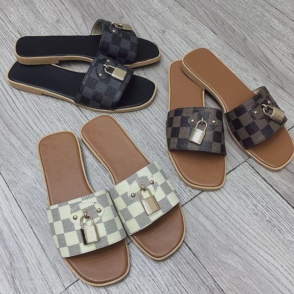 

women designer brand slippers summer fall shoes sandals club plus size flips flops dress shoe pu patent leather letter scuffs flat heels mat, Black