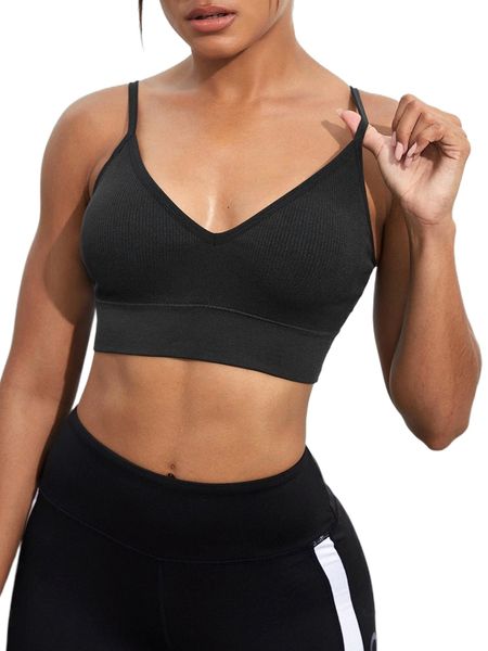 

open back ribbed knit sports bra 94mx#, Gray