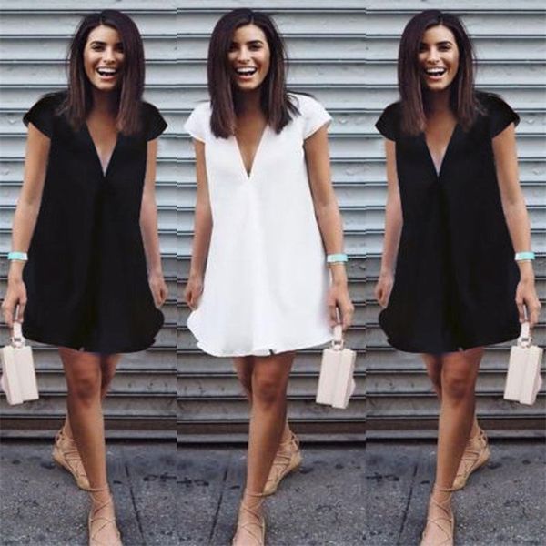

large size women solid shirts dress long sleeve v neck pleated loose female blouse vestido plus black white 220601