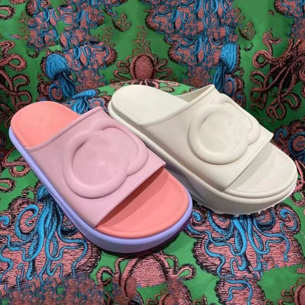 

2022 thick bottom beach slippers fashion summer women new eva thick soled miami slides designer summer flat sandals house pink white, Black
