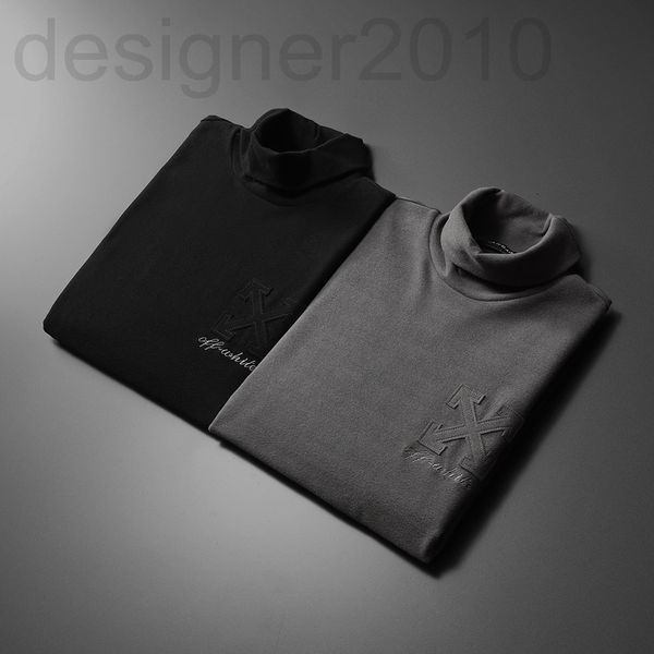 

men's t-shirts designer 2021 autumn and winter new korean men's fashion brand fleece thickened high collar bottomed shirt t-shirt, White;black