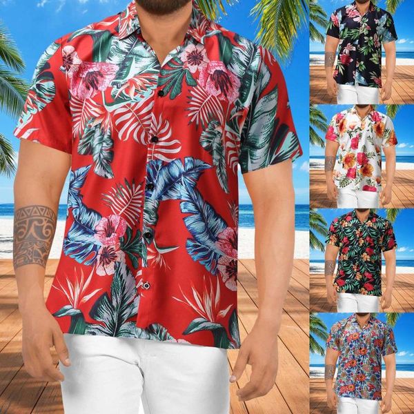 Lässige Hemden für Herren, Windelbekleidung für Erwachsene, Herren, Frühling, Sommer, Blumenmuster, hawaiianischer Strand, tropisches Oberteil, Knopfleiste, Komfort, lange Ärmel, Herren