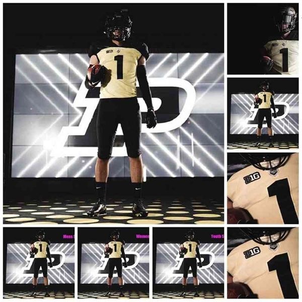 Uf CeoC202 Purdue Boilermakers Maglia da calcio oro per ritorno a casa 1 Michael Alaimo 11 Jack Albers 12 Austin Burton Gelov Hobson Aidan O'Connell