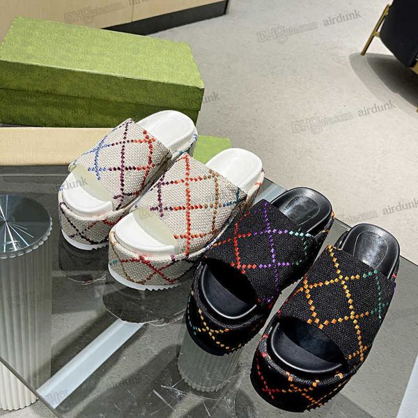 

designer g 60mm heel sandals sandal womens women for slippers slide flip flops luxury flat thick bottom embroidery printed, Black