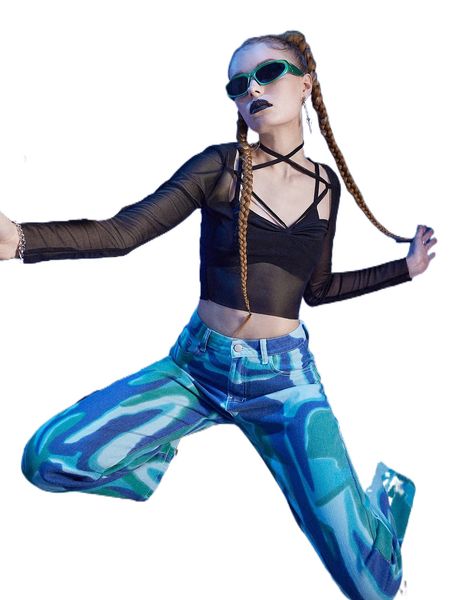 

romwe cyber luvr criss-cross mesh l3o7#, White