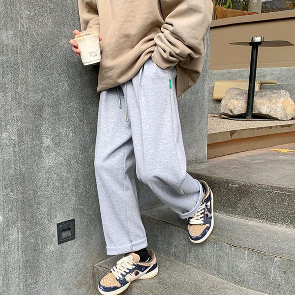 

men's pants men's pants neploha straight casual sweatpants oversized jogger sport solid color harajuku wide leg trouser male stree, Black
