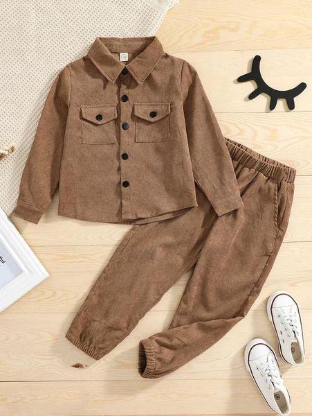 

toddler girls flap pocket corduroy blouse & pants she, White