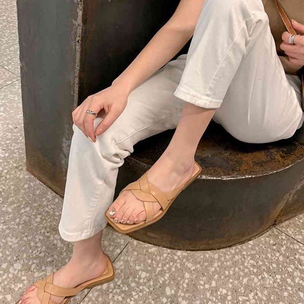 

slippers cool slippers women's summer day style, wearing ins trendy high sense, flat bottomed sheepskin fashion nr3z, Black
