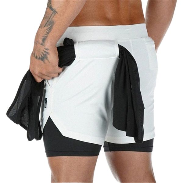 

men's thermal underwear men 2 in 1 running shorts jogging gym fitness training quick dry beach short pants male summer sports workout b, Black;white