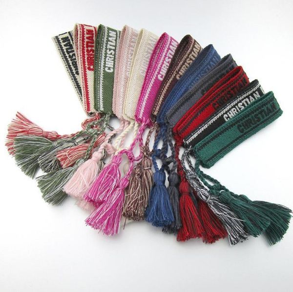 

fashion brand classic bracelets chains jewelry bangles handmade embroidered link woven tassel adjustable women men lover gift chain bangle 5, Black