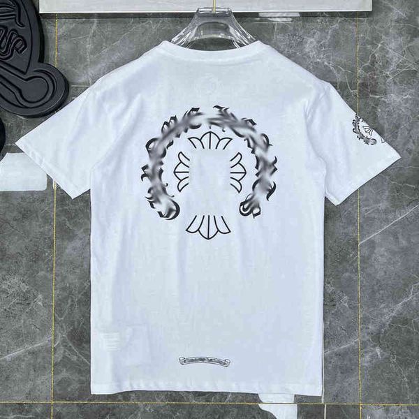

fashion mens classic t shirts brand t-shirts ch white short sweater casual embossed letter horseshoe sanskrit cross pattern designers tees w, White;black